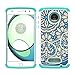 LEEGU Case for Moto Z Play Droid,Shock Absorption Dual Layer Heavy Duty Protective Silicone Plastic Cover Case for Motorola Moto Z Play Droid - Blue Flower