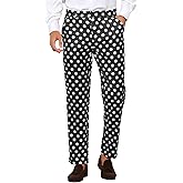 Lars Amadeus Polka Dots Dress Pants for Men's Regular Fit Flat Front Formal Printed Trousers