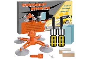 LOMEEN Windscreen Repair Kit, Windshield Repair Kit with Enhanced Injection Head, 2 Pack Windscreen Chip Repair Kit to Repair Scratches, Cracks, and Star-Shaped Crack,Yellow