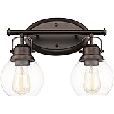 Audickic Farmhouse Vintage Bathroom Light Fixtures, 2-Light Wall Mount Lighting Sconce Over Mirror, Oil Rubbed Bronze Vanity 