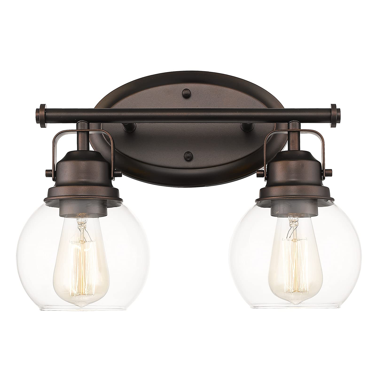Photo 1 of Audickic Farmhouse Vintage Bathroom Vanity Light, 2-Light Wall Mount Lighting Sconce Over Mirror, Oil Rubbed Bronze Finish and Clear Glass, AD-2147-2W