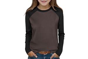 Girls Boys Basic Color Block Tops Loose Crewneck Raglan Long Sleeve T-Shirt Kids Pullover Casual Tees for 2-15 Years
