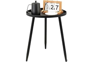 LINPLA Decent End/Side Tables - Small Round Accent Table, Metal Black Narrow Night Stands with 3 Legs, Ideal for Any Room-Side Tables Living Room, Bedroom, Tall Plant Stand Balcony, Indoor & Outdoor