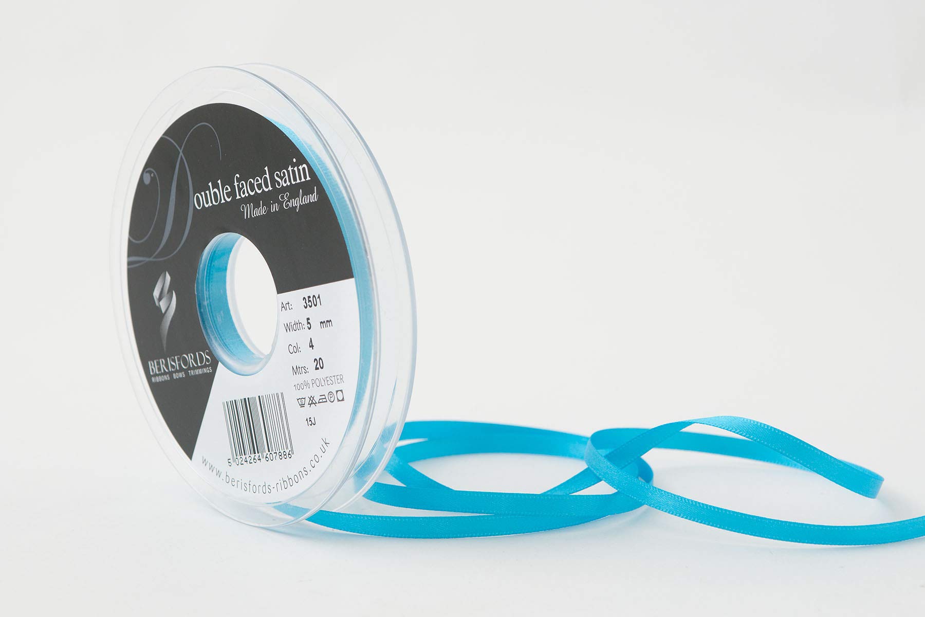 Berisfords Double FACE Poly Satin Ribbon, Peacock, 5 mm