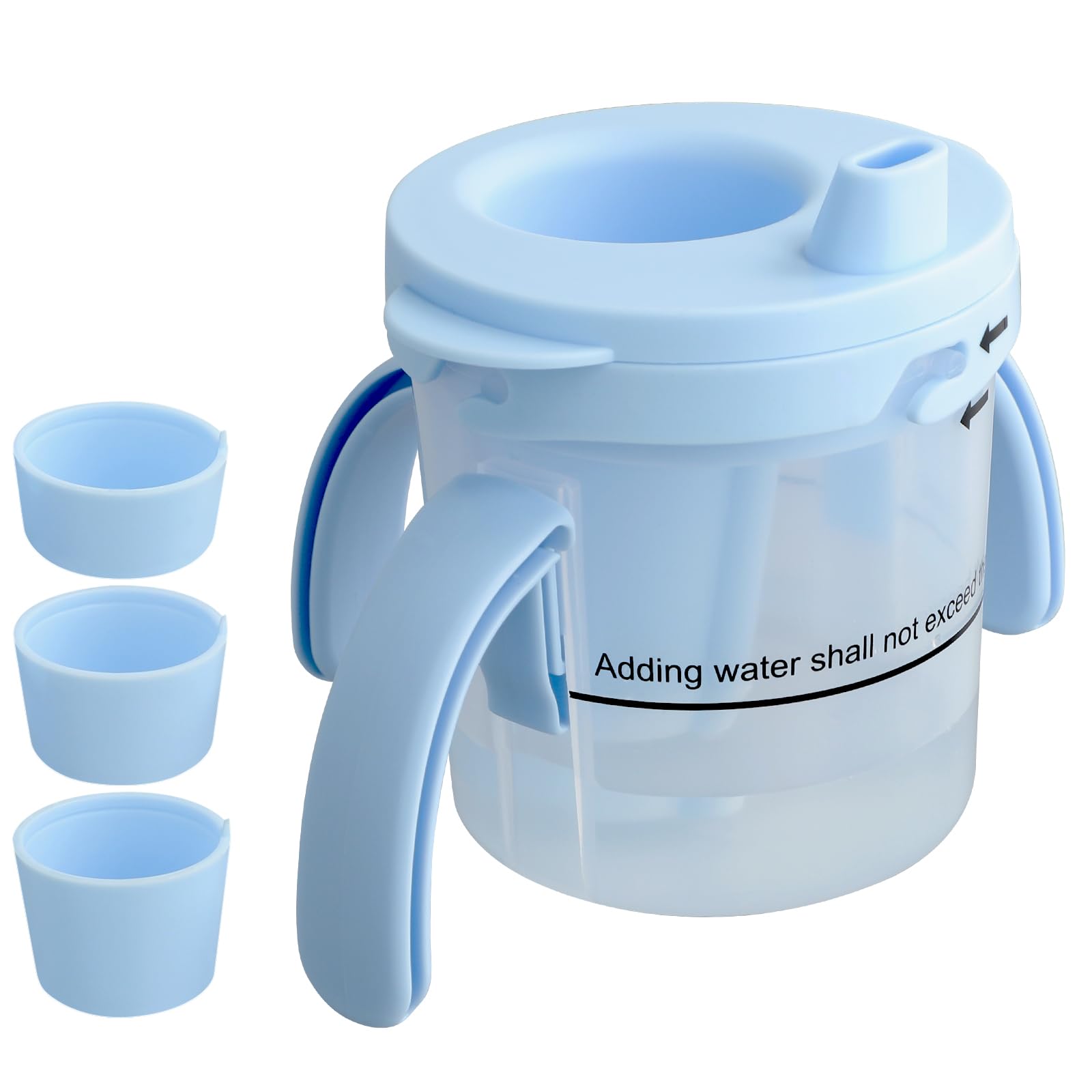 Photo 1 of Generturbo Dysphagia Cup for Adults with Difficulty Swallowing, Sippy Cup for Elderly Spill Proof 5cc, 10cc, 15cc, No Spill Slow Flow Regulating Drinking Cup to Prevent Choking (Solid Blue)