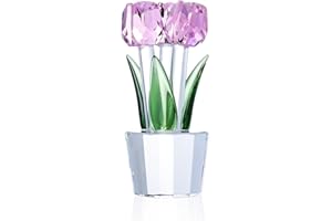 Movdyka Tulips Glass Flowers Figurines Crystal Decor Collectible Crystal Pink Flowers Bouquet Ornaments Mothers Day Tulip Gif