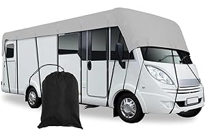 HFKJway 210D Oxford Camper Cover - Foldable Storage for Travel Trailers & Pop Up Campers, Easy to Clean - Grey, 8.5m x 3m
