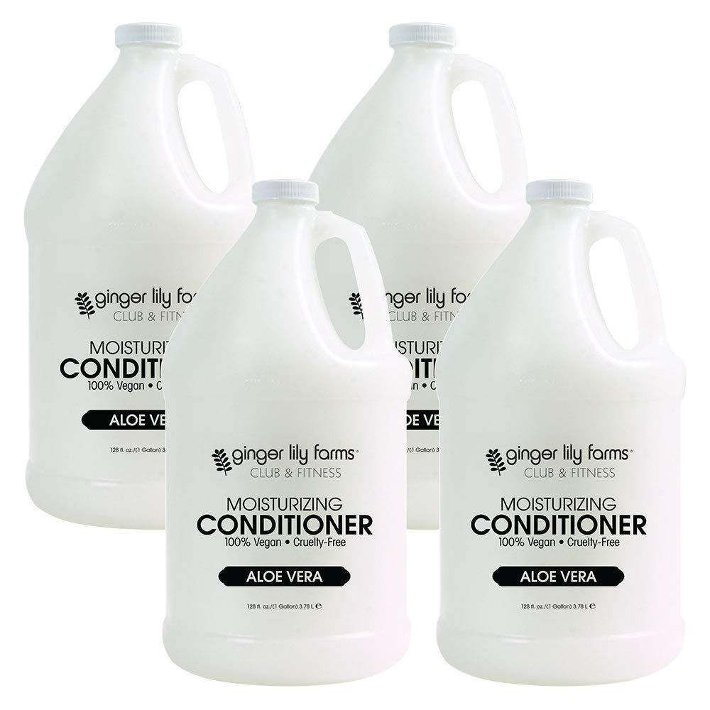 Ginger Lily Farms Club & Fitness Aloe Vera Moisturizing Conditioner, 100% Vegan, Paraben, Sulfate, Phosphate, Gluten & Cruelty-Free, 1 Gallon (Case of 4)