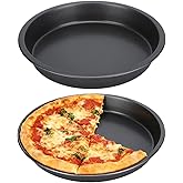 Tomotato 2Pcs Pizza Pan, 6in/9in/10in/12in Deep Dish Round Pizza Pan for Oven, Non Stick Thickened Carbon Steel Baking Pan for Home Kitchen, Dishwasher Safe(9in)
