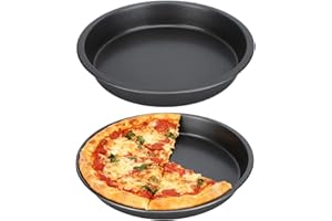 2Pcs Pizza Pan Set, 6/9/10/12 inch Non Stick Pizza Pan Thickened Carbon Steel Baking Pan for Pizza, Pie, Cake, Cookie, Deep T