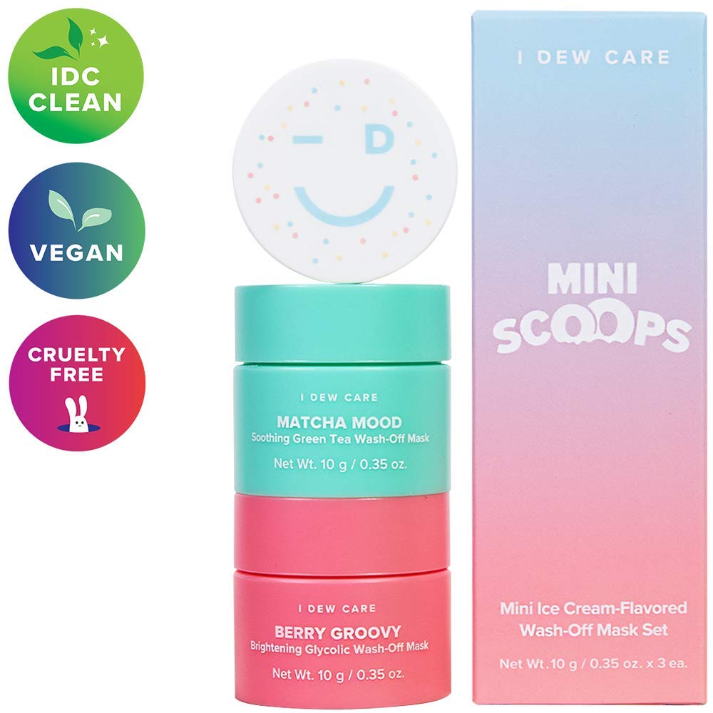 I DEW CARE Mini Scoops | Wash Off Face Mask Skin Care Trio | Korean Skin Care Starter Set | Self Care Gifts for Women | Facial Treatment, Vegan, Cruelty-free, Paraben-free: Beauty