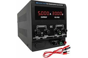 LWLONGWEI DC Power Supply Variable,30V 5A 150W Adjustable Switching Regulated DC Bench Power Supply with 4-Digits LED Power Display Coarse and Fine Adjustments
