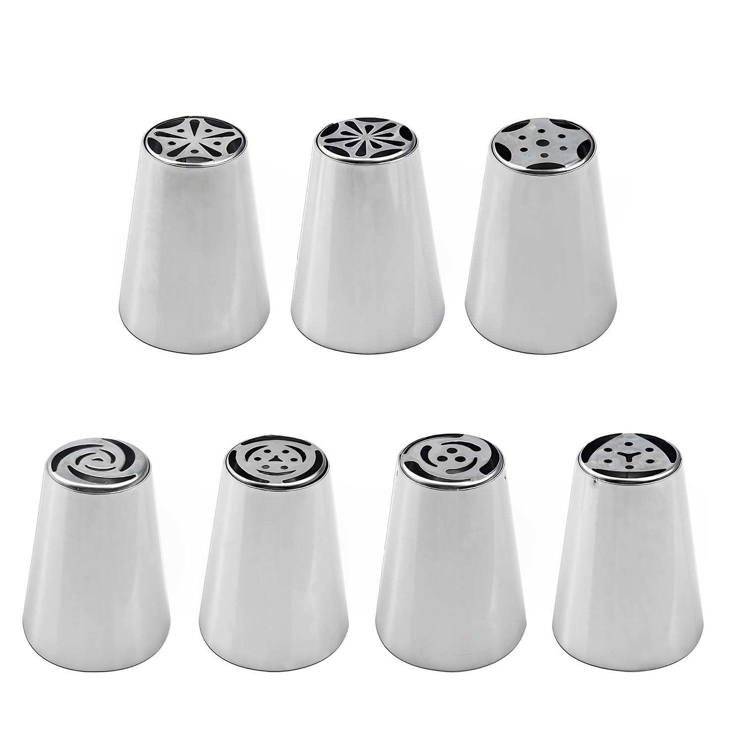 Luckious 7 PCS Stainless Steel Flower Piping Tips Set - Complete Cake Decorating Nozzles for Floral Designs - Versatile Baking Tools for DIY Projects