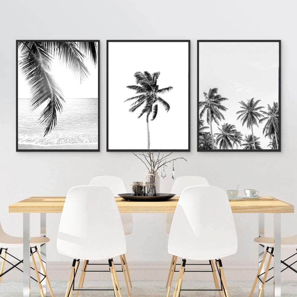 Triptych，Tropical Palm Leaf Canvas Painting Posters Palm Tree