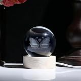 XIANNVXI 3D Double Swan Crystal Ball Paperweight with Light Base view 3