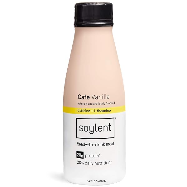 SOYLENT COMPLETE COFFEE MEAL REPLACEMENT SHAKE, CAFE LATTE, READY-TO-DRINK PLANT BASED CAFFEINATED PROTEIN DRINK, CONTAINS 20G VEGAN PROTEIN AND 1G SUGAR, 14OZ (12 PACK)