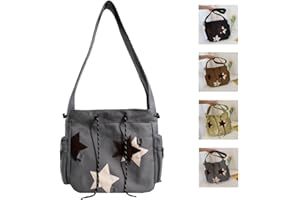 KANGDAWEI Y2K Star Canvas Messenger Bag, Cute Tote Bags Aesthetic, Small Shoulder Travel Crossbody Bags For Women