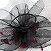 YSJOY Vintage Veil Mesh Feather Big Curl up Kentucky Hat Simulation Flower Bridal Shower Hat Wedding Cocktail Tea Party Hat Church Derby Hat Black