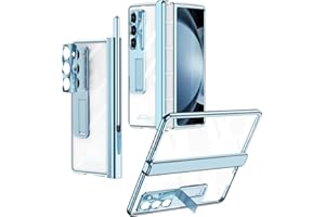 Miimall for Samsung Z fold 5 Case with S Pen, fold 5 Pen with Pen Holder + Lens Film + Front Screen Protector Film + Transparent Phone Cover Case for Galaxy Z fold 5 Phone Case(Blue)