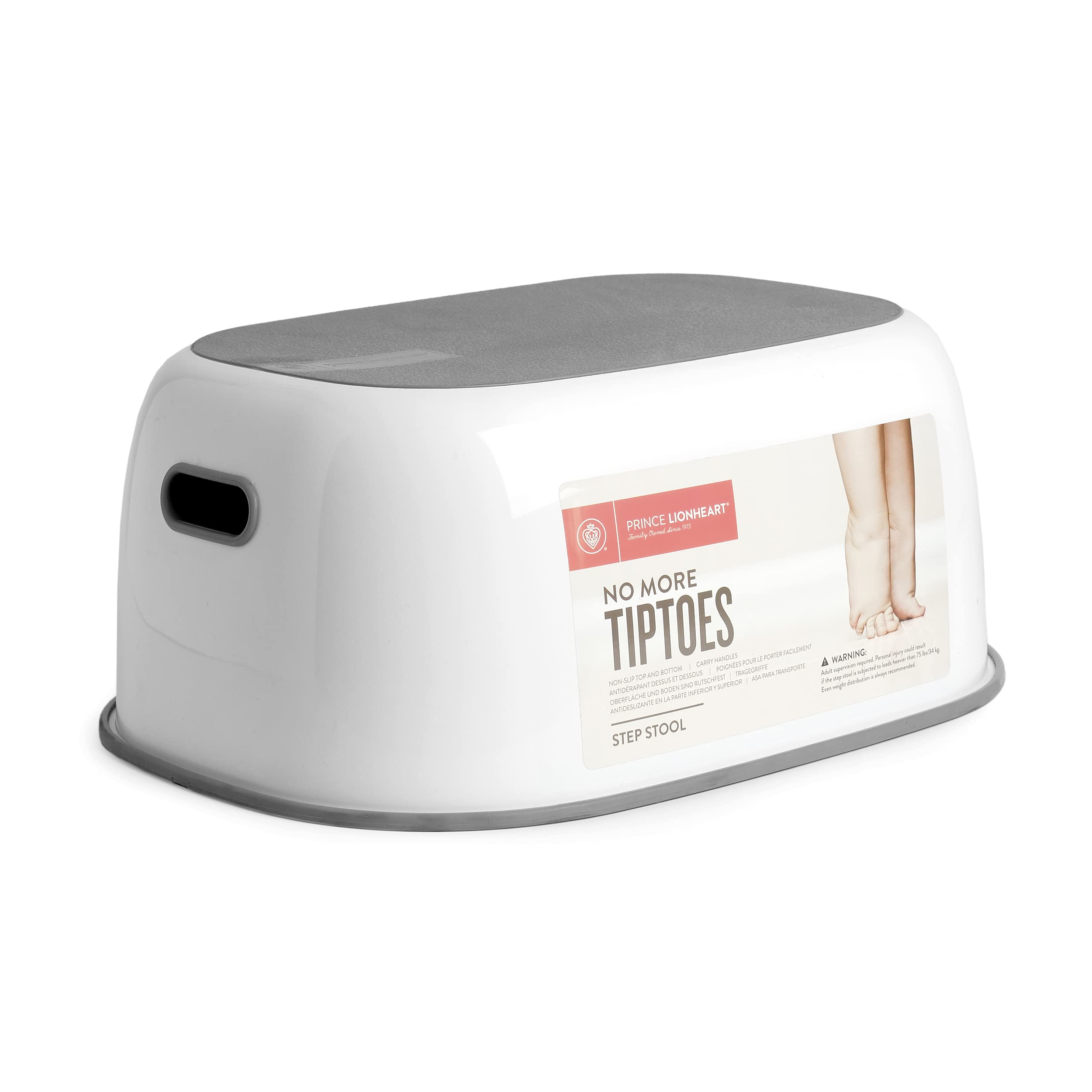 Prince Lionheart Step Stool | Non-Slip Top & Bottom | Wipe Clean| Carry Handles | Versatile | Storage |Bathroom Booster |Toilet Training | Sink Step – Galactic Grey