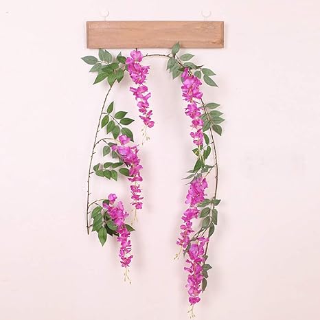 Amazon 人工藤の花 ぶら下げ籐ガーランドリース新鮮な素敵な花の植物花つるの葉ホームパーティーガーデンフェンスクリスマスの結婚式の装飾 ピンク 造花 オンライン通販