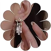 Eviarli Boho Crystal Dangle Earrings Gold Star Earrings Rhinestone Drop Earrings Cz Dangling Earrings Sparkly Wedding Earrings Jewelry for Women