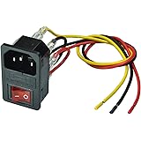 FILSHU 10A 125V Rocker Switch Power Socket Inlet Module Plug 10A Fuse with 5Pcs 16AWG Wiring 3 Pin IEC320 C14（2 Pack)