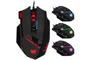12 Programmable Buttons C12 Gaming Mouse, AFUNTA Laser Double-Speed Adjustment 8000DPI Mice Support 4 Level Switch