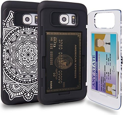 Galaxy S6 Edge Case, TORU [S6 Edge Wallet Case Pattern Mandala] Protective Slim Fit Dual Layer Hidden Credit Card Holder ID Slot Card Case with Mirror for Samsung Galaxy S6 Edge - Dreamcatcher