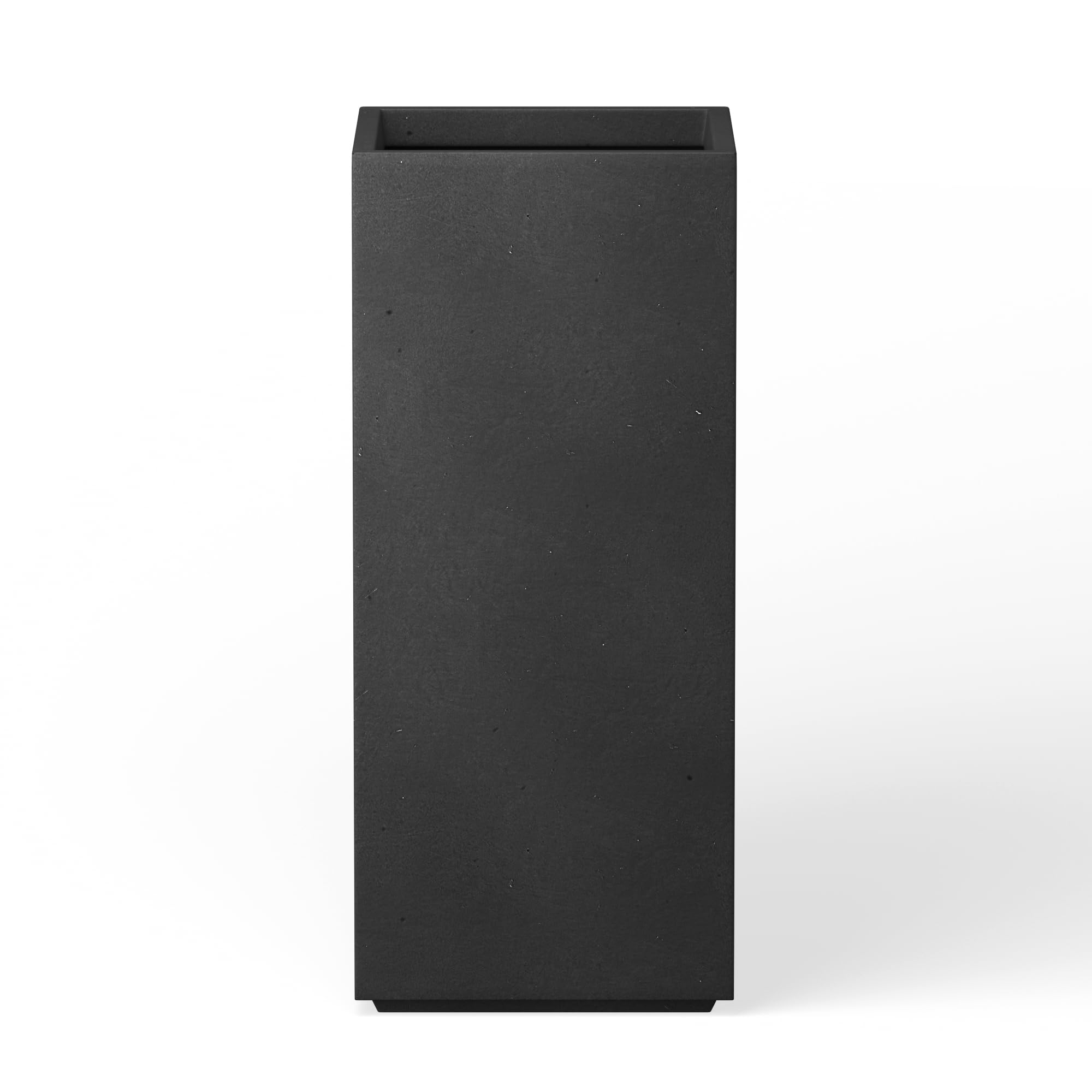 Photo 1 of ***MINOR DAMAGE ON ONE OF THE TOP SIDES**** Kante 27.6" H Tall Rectangular Concrete Planter, Modern Square Diameter Plant Pot with Drainage Hole and Rubber Plug for Indoor Outdoor Home Patio Garden, Black
