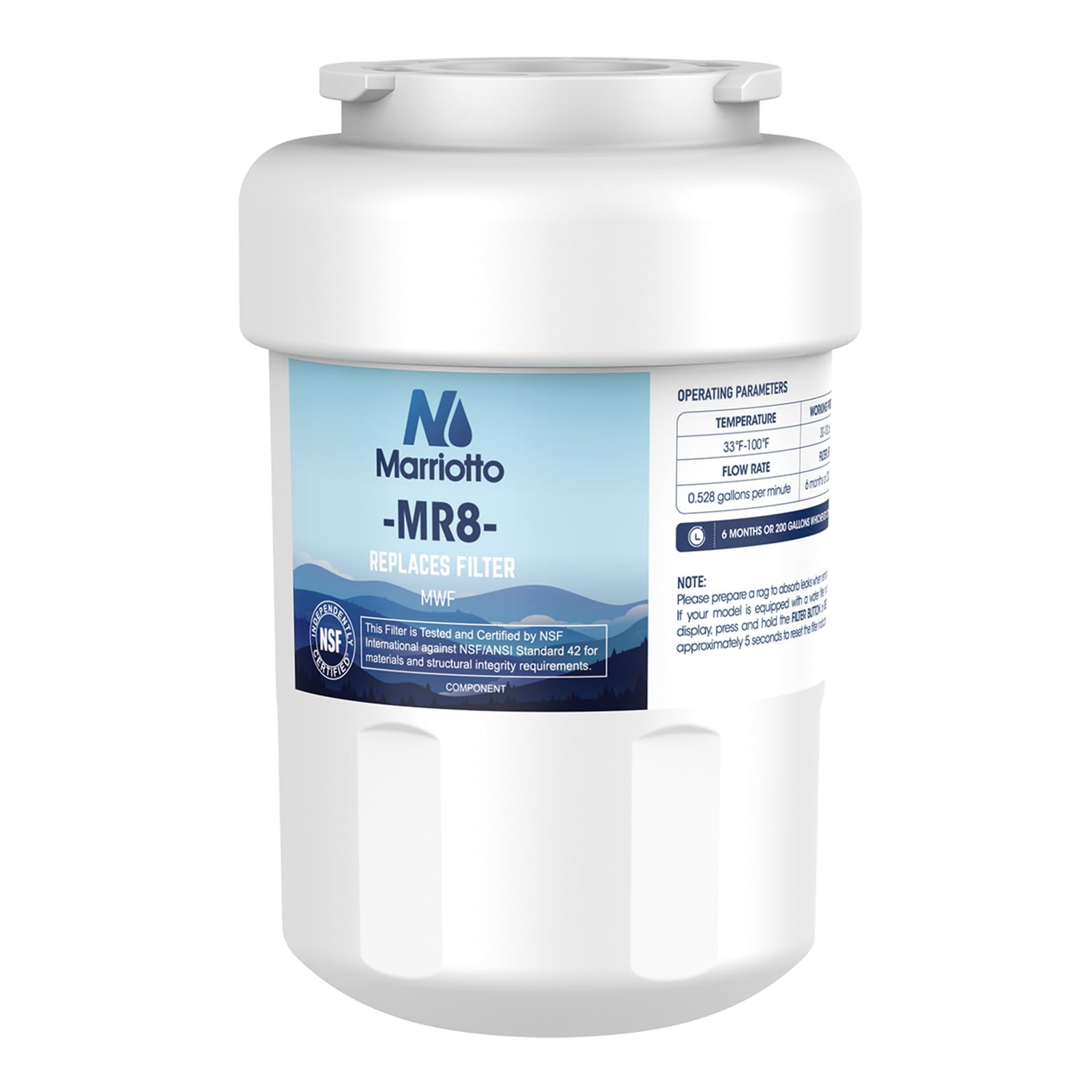 Photo 1 of MARRIOTTO Smart Water Filters for Refrigerators NSF 42 Certified Cartridges Compatible with MWF, MWFA, MWFP, GWF, GWFA, 46-9991, HDX FMG-1, WFC1201, 1 Pack