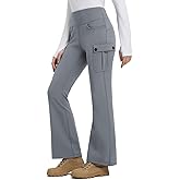 baleaf Women's Thick Fleece Lined Pants Flare Leg Winter Snow Water Resistant Cargo Pockets High Waisted Warm