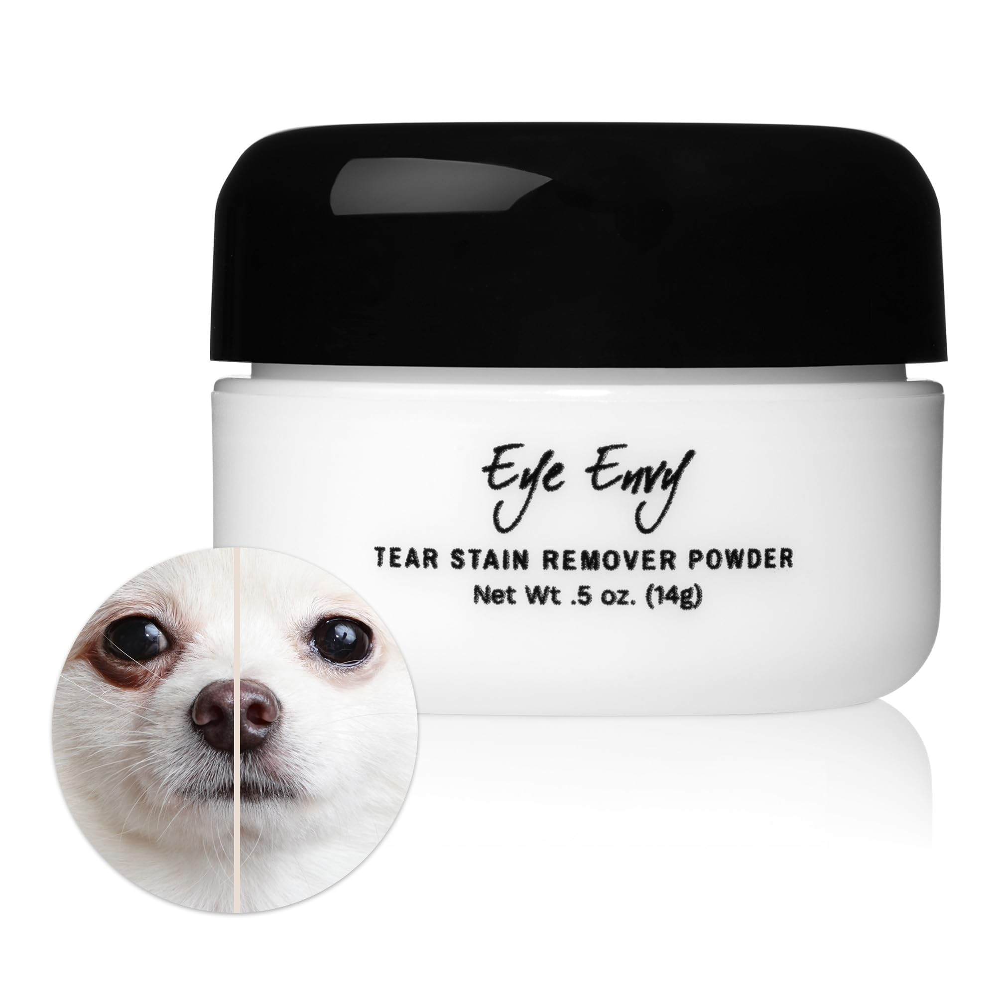 Eye Envy Tear Stain Remover Powder for Dogs and Cats. 100% Natural, Safe. Apply Around Eyes. Absorbs and Repels Tears. Keeps Area Dry. Treats The Cause of Staining. Made in The USA. (14g/.5 oz) — image 1
