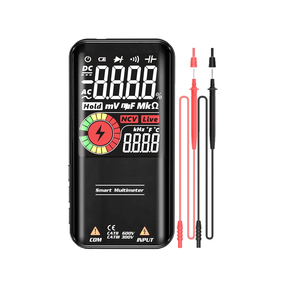 CENPEK Digital Multimeter Voltmeter Smart Electrical Tester Color LCD 3 Results Display 9999 Counts with Smart auto Mode Capacitance Hz Diode Duty Cycle Voltage Tester