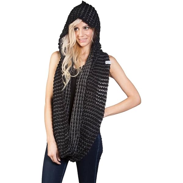 TOP HEADWEAR Womens Infinity Loop Hoodie Scarf Black