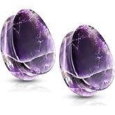 Pierced Owl - Amethyst Stone Double Flared Tear Drop Saddle Plugs, Sold as a Pair
