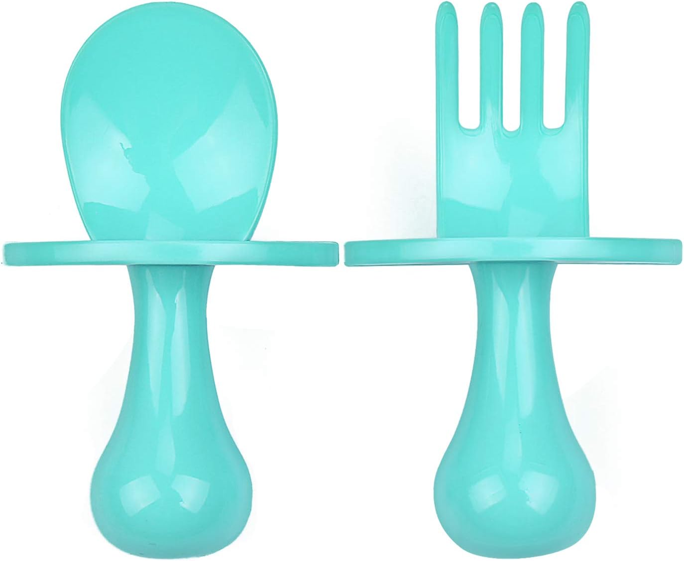 Baby Spoon Fork Self Feeding Utensils First Training Baby Eating Supplies BPA Free, Baby Led Weaning for 6+ Month Baby Toddler (Blue)
