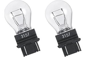 DUSCOKE 3157 Car Halogen Light Bulb, 12V P27-7W 3000K Automotive Brake/Reverse/Tail/Turn Signal/Side Marker Light Replacement Bulbs, Universal Long-Life Miniature Bulb for Cars Trucks SUV (White-2PCS)