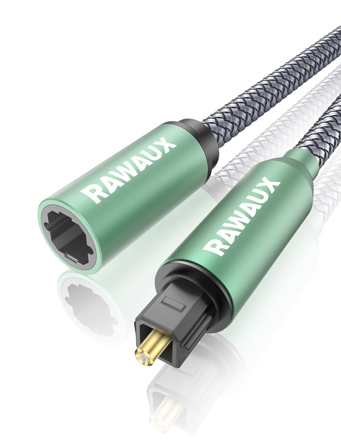 RAWAUX Optical Extension Cable 2M Toslink Optical Audio Cable Male to Female Fibre Optic Extension Compatible with Soundbar, Smart TV, Home Theater, PS4, Xbox, PlayStation (Green)