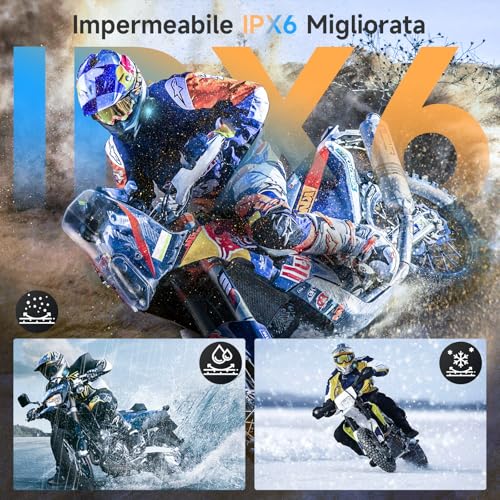 Moman Motorcycle Intercom, H2E Eagle Pair Helmet Headset with Double Chip for Multitasking Audio Headphones for Helmets Distance 1 Km Communication System HiFi/Music Sharing/FM/Voice AI Interphone