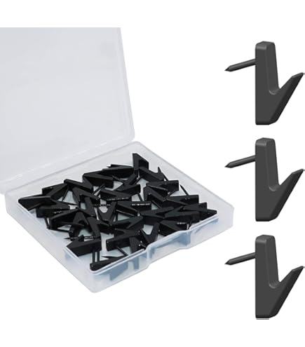 50 Pcs Double Headed Thumb Tacks - Small Picture Hanger Hooks For Walls, Black