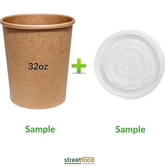 Recipiente para sopa de papel marrón con tapas de ventilación de ...