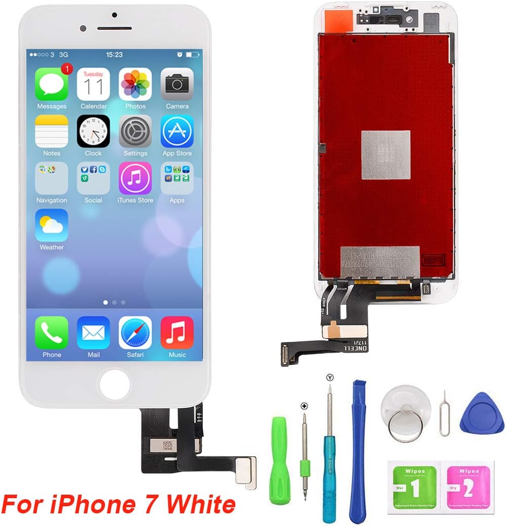 FFtopu iPhone 7 Screen Replacement White (4.7''), LCD Display & Touch Screen Digitizer Frame Assembly Set with Free Repair Tool