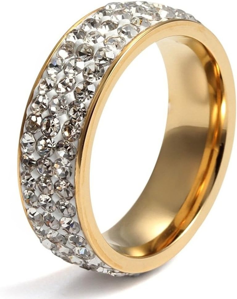 Alimab Jewelery Mens Womens Rings 3 Rows Inlaid Shining Cubic Zirconia