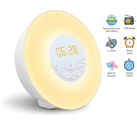 Wake Up Licht,Lichtwecker Sonnenaufgang Wecker für Kinder Aufwachen Licht USB Wecker Licht mit Sonnenaufgang/Sonnenuntergang 