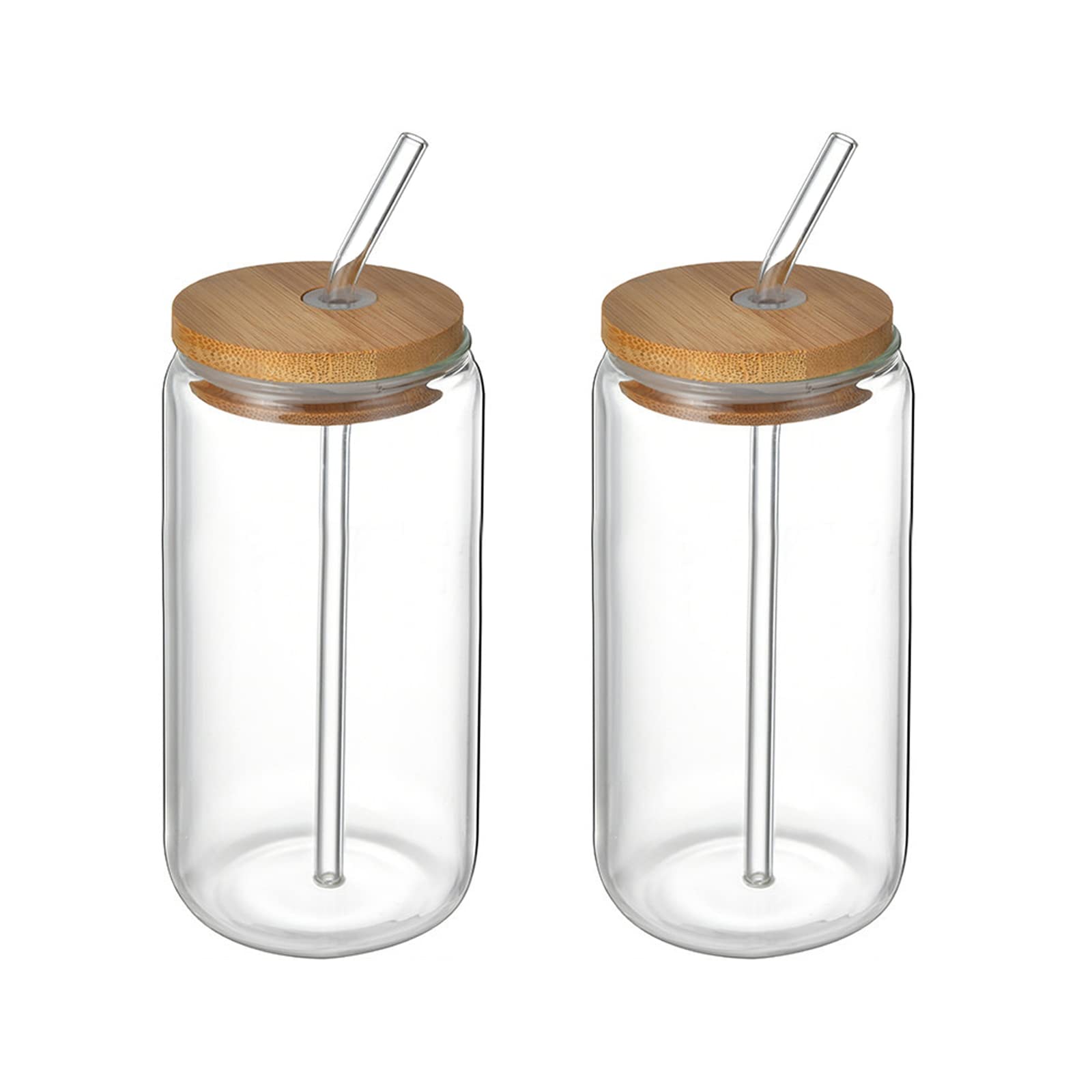 Blanketswarm 2Pcs Drinking Glasses with Bamboo Lids and Straws, Beer Can Glass Tumbler Glasses Ice Coffee Cup for Milk Coffee Ice Water cocktail