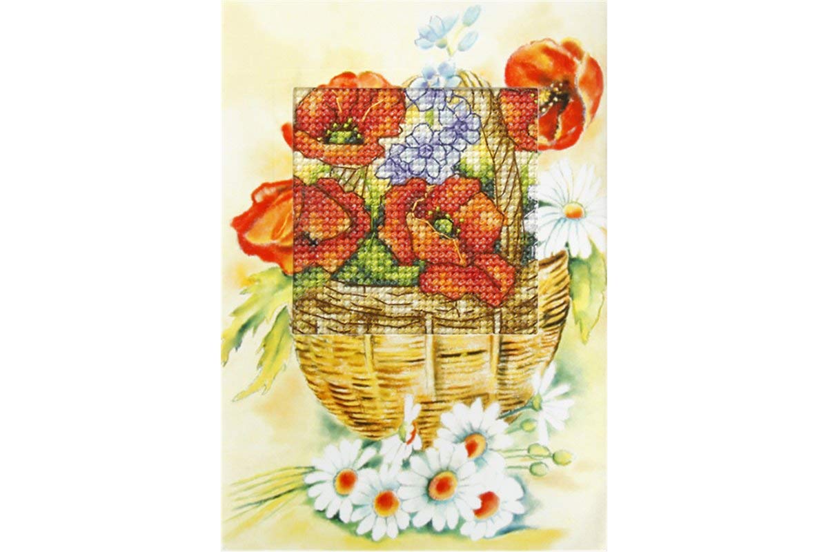 Orchidea Poppy Basket Card Cross Stitch Kit