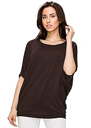 LL WT1073 Womens Scoop Neck Half Sleeve Batwing