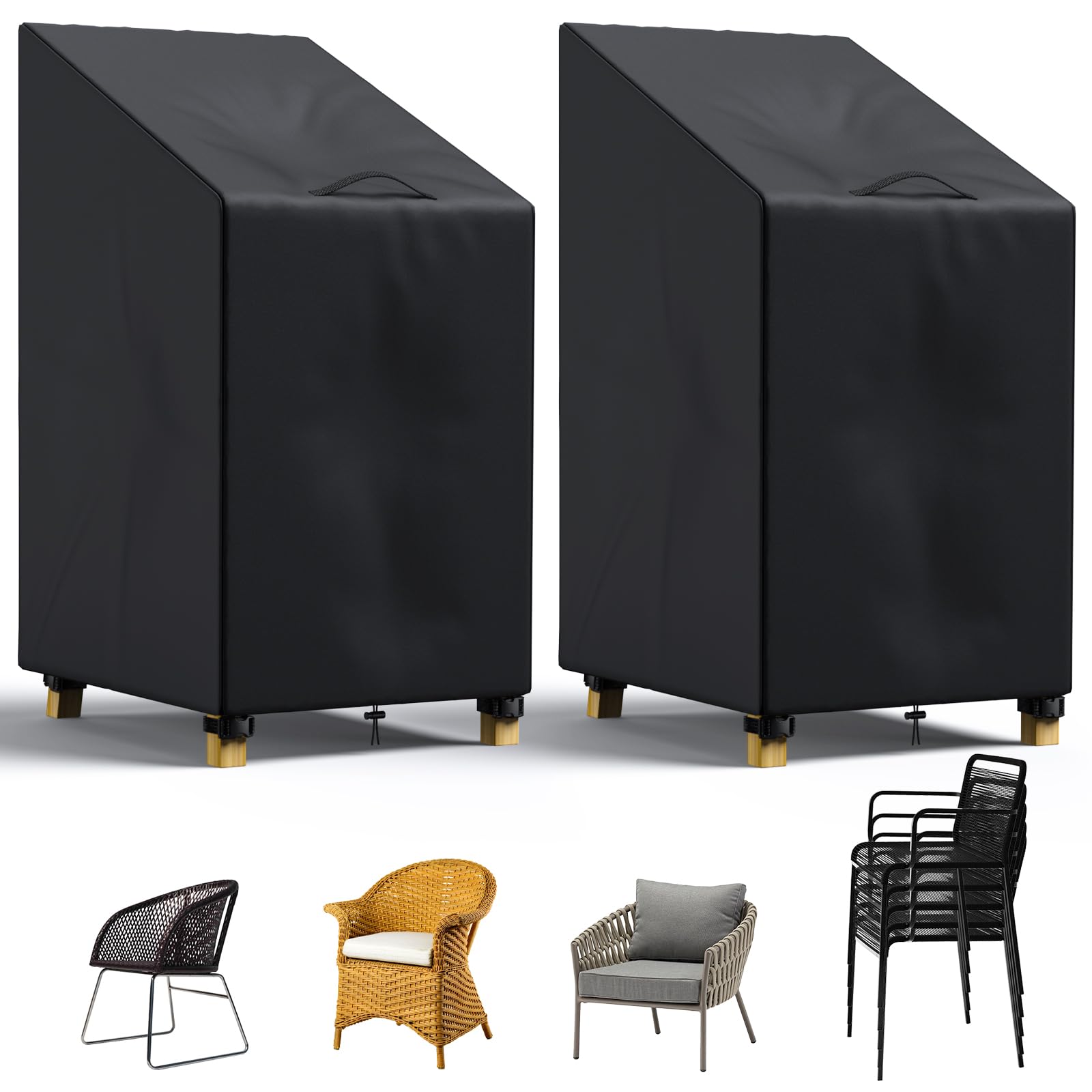 LCGOD Stackable Outdoor Garden Chair Covers (2PCS-120/80 * 65 * 65CM) - Waterproof UV Protection for Garden, Patio, Balcony