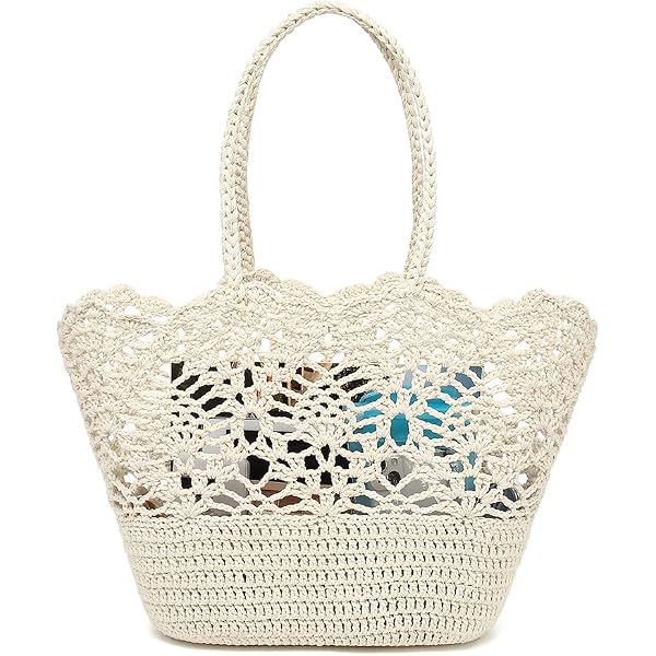 Beach Bags For Women Hollow-Out Knit Bag Vacation Summer Large Knitted Beach Bag Tote Woven Shoulder Purse Handbag - Product Details